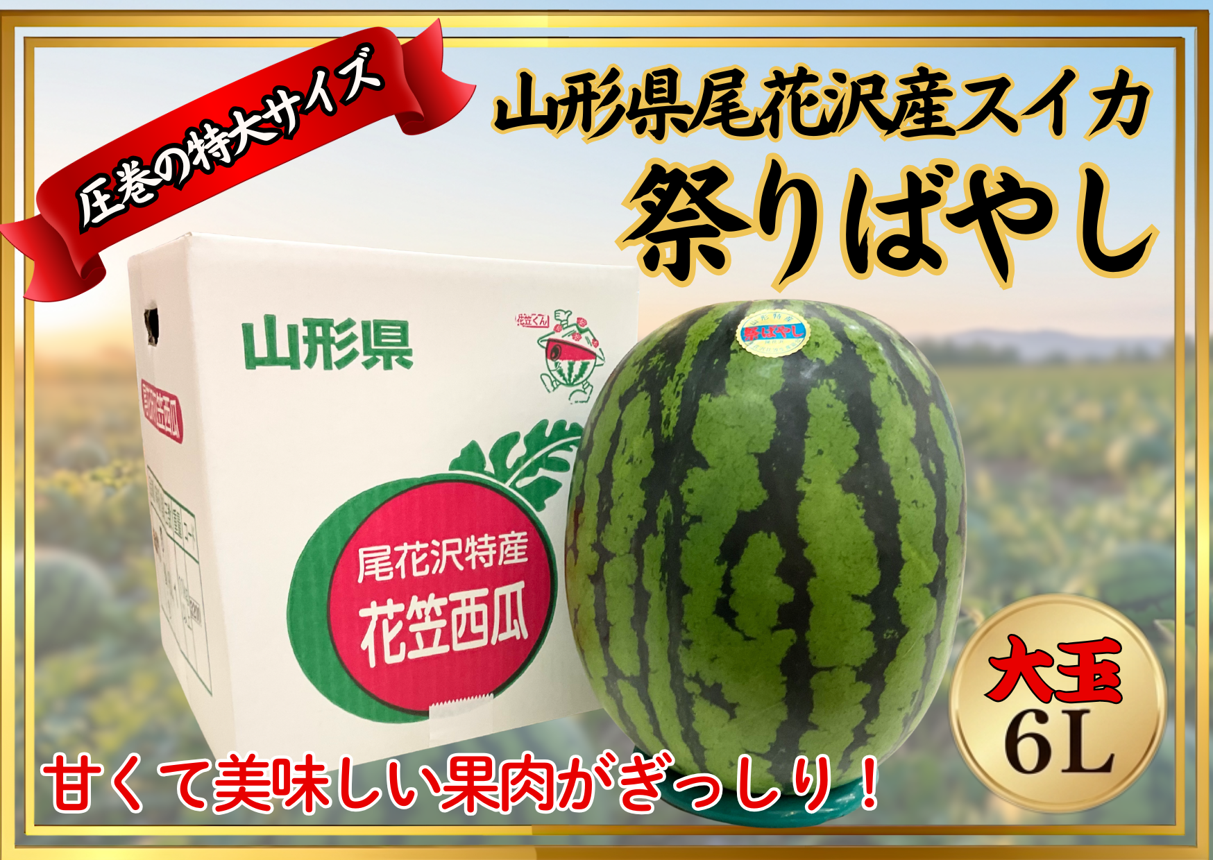 尾花沢スイカ「祭りばやし」(6L)｜道の駅米沢